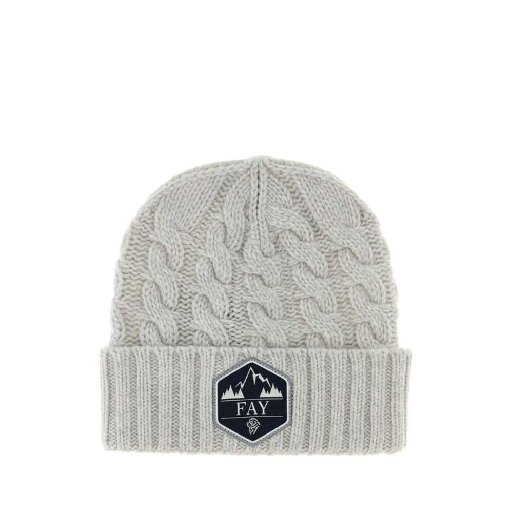 Fay Men Grey Wool Beanie Hat